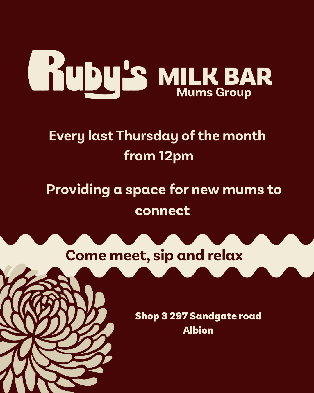 Ruby's milk bar flyer
